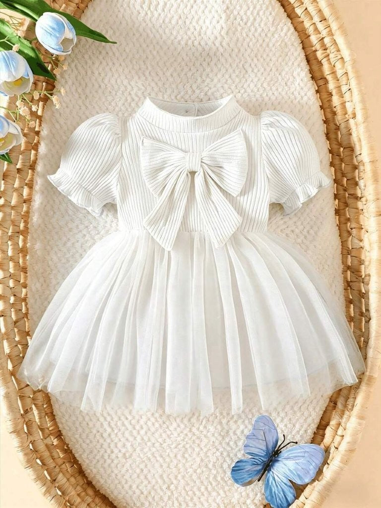 Baby Big Bow White Mesh Dress