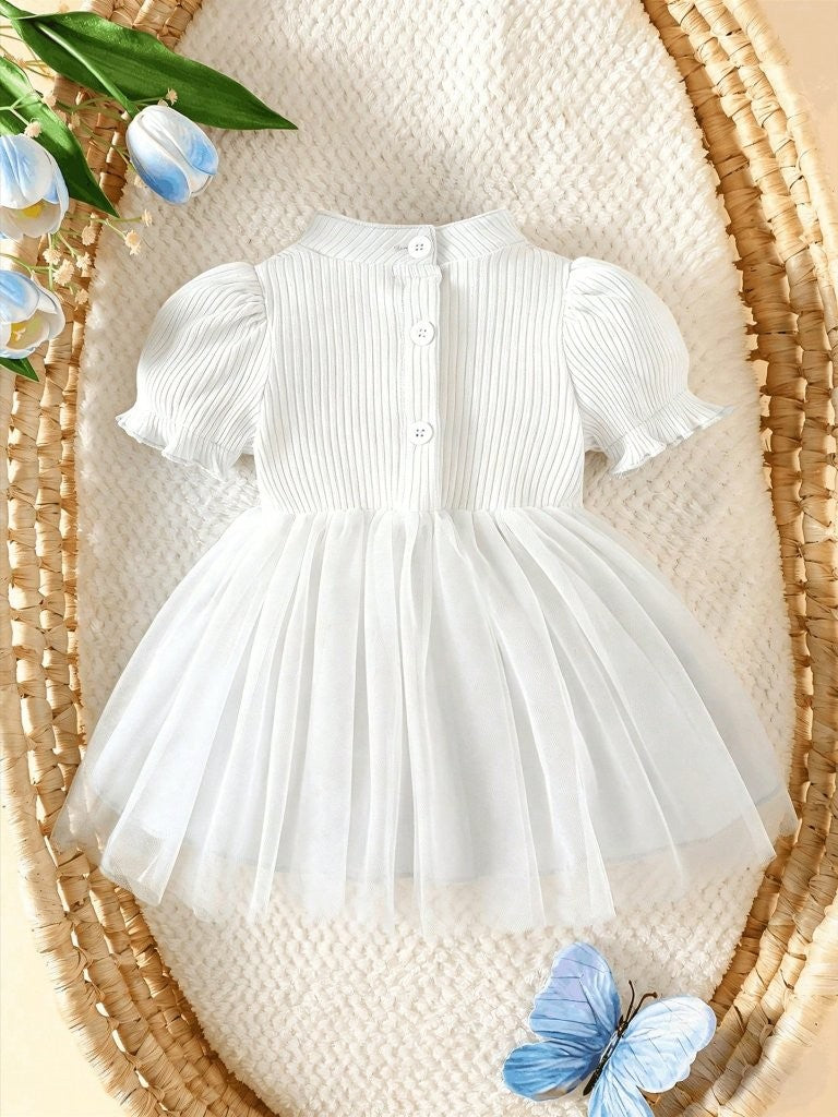 Baby Big Bow White Mesh Dress