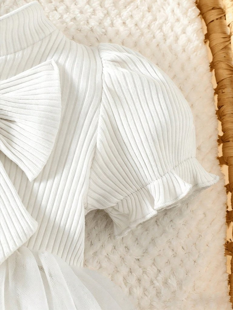 Baby Big Bow White Mesh Dress