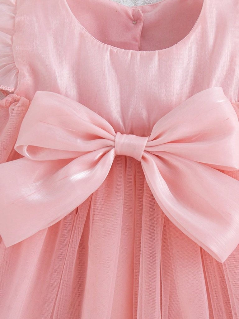Baby Girls Pink Big Bow Party Dress