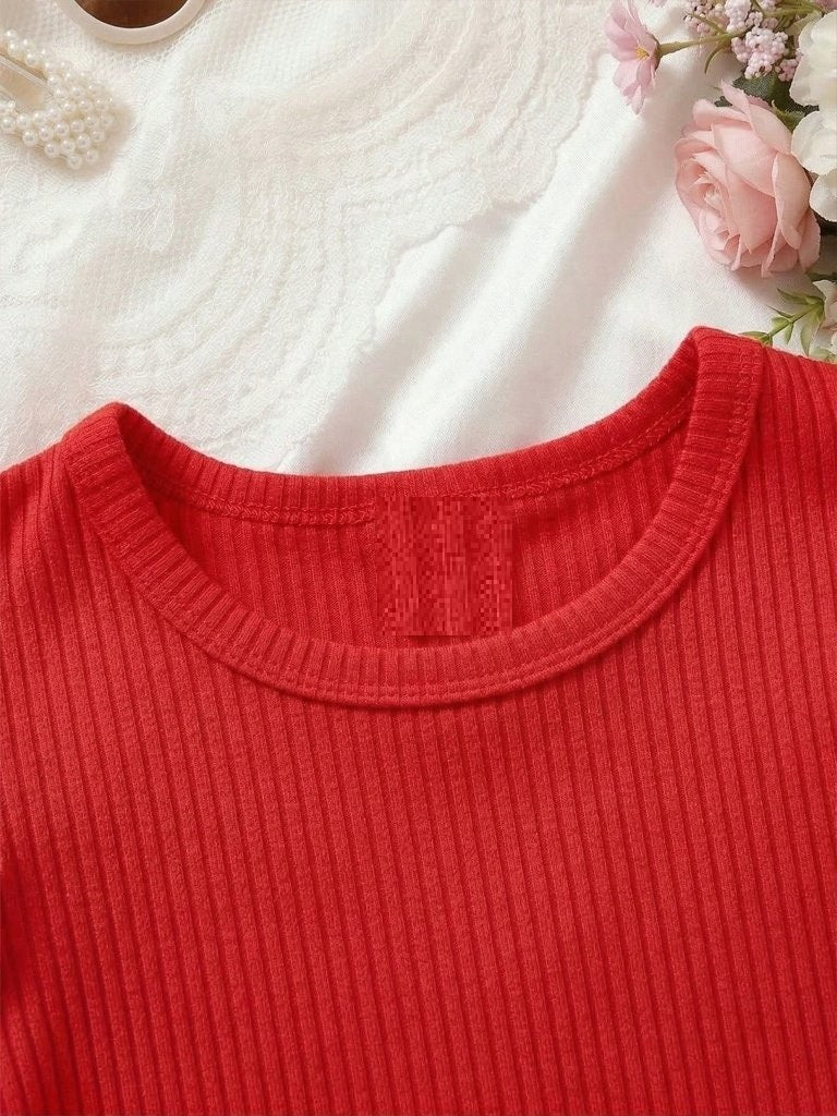 Baby 2 Piece Side Bow Tee With Pants Set Red