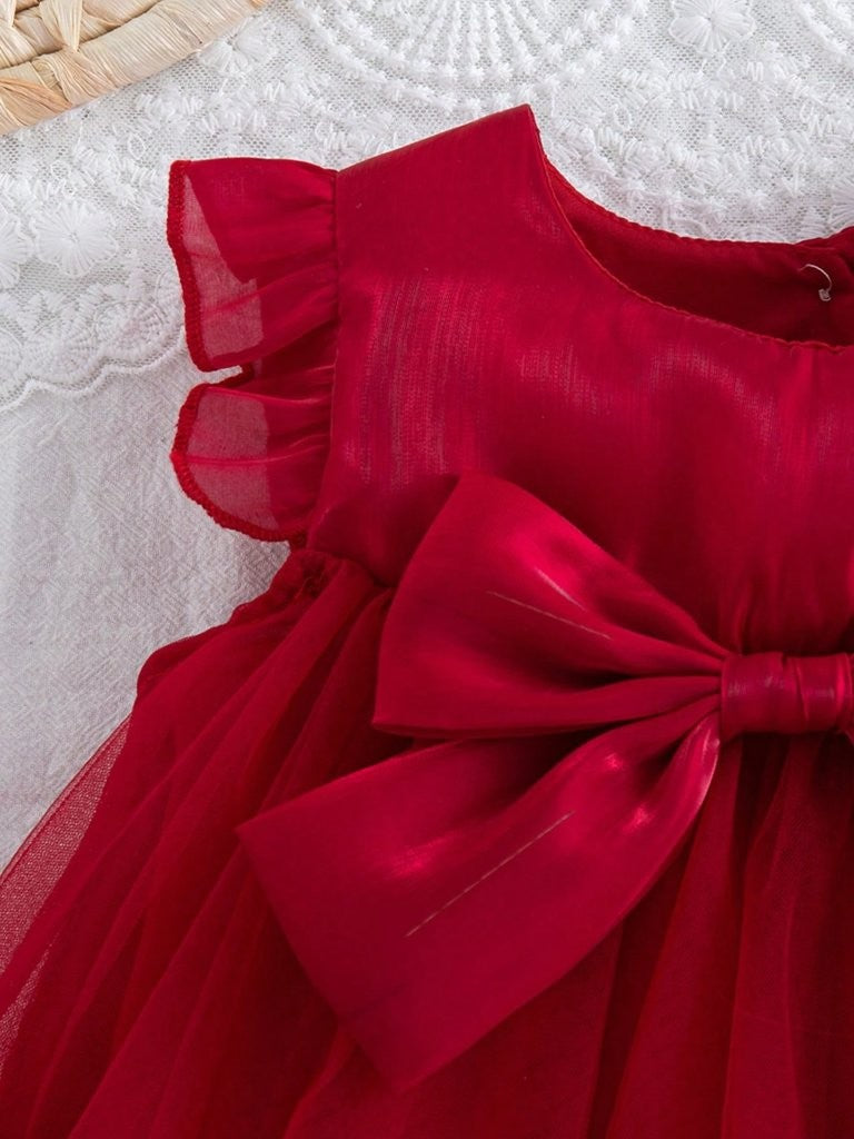 Baby Girls Red Big Bow Party Dress