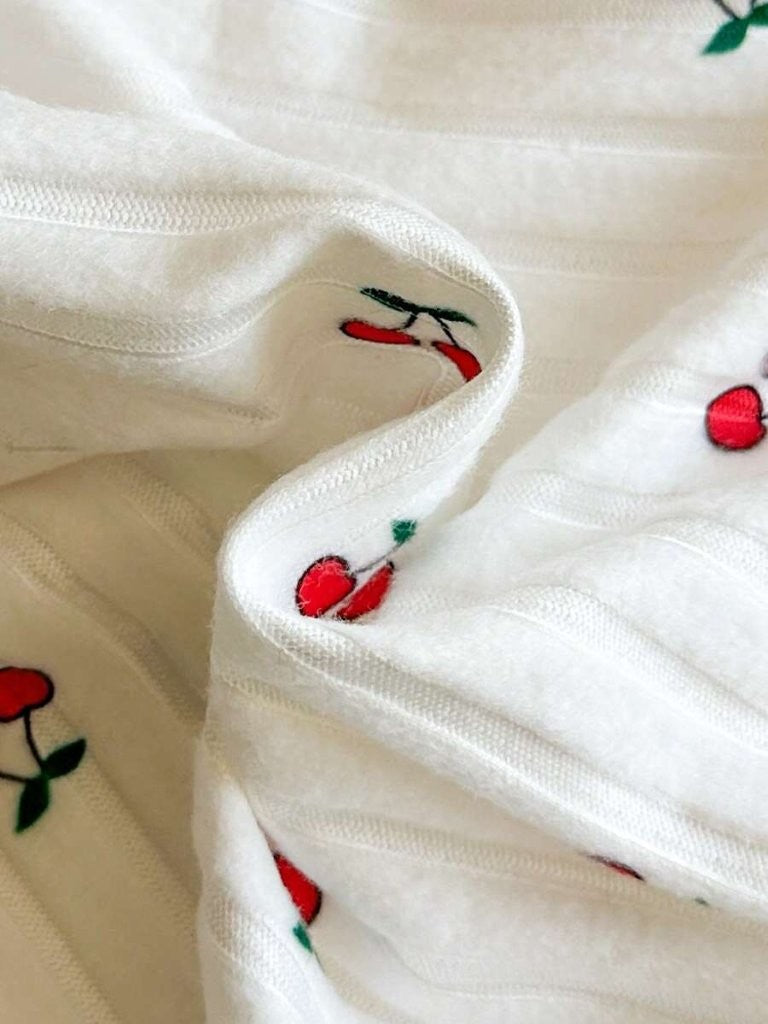 Baby Frilled Cherry Jumpsuit With Bow Turban Hat