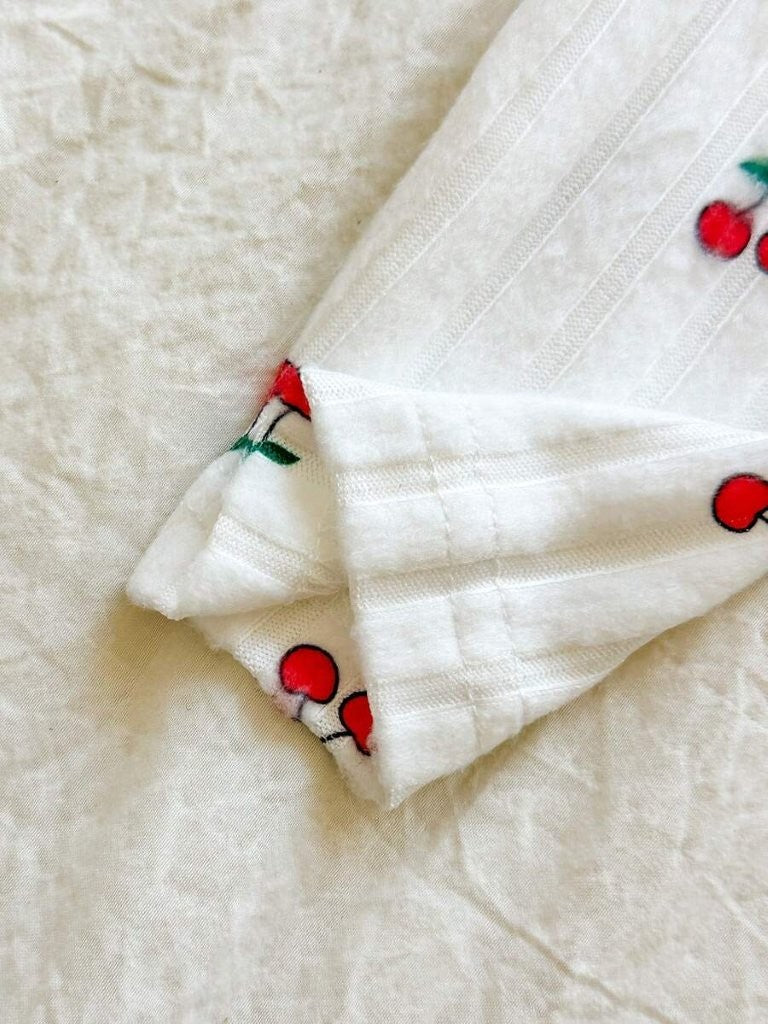 Baby Frilled Cherry Jumpsuit With Bow Turban Hat
