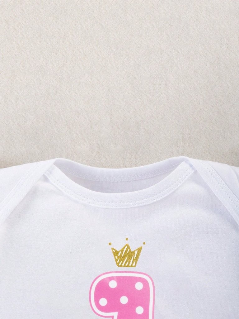 Baby One Year Old Polka Dot Bodysuit With Tutu Set
