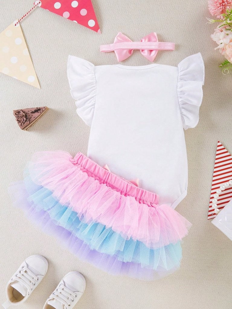 Baby One Year Old Polka Dot Bodysuit With Tutu Set
