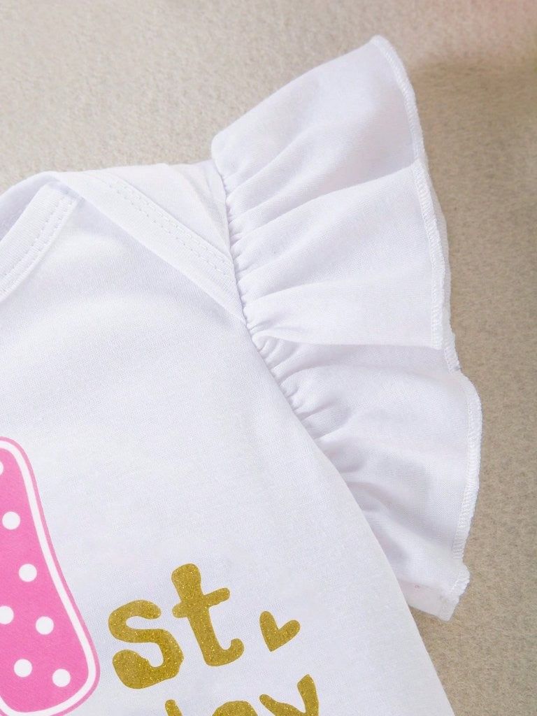 Baby One Year Old Polka Dot Bodysuit With Tutu Set