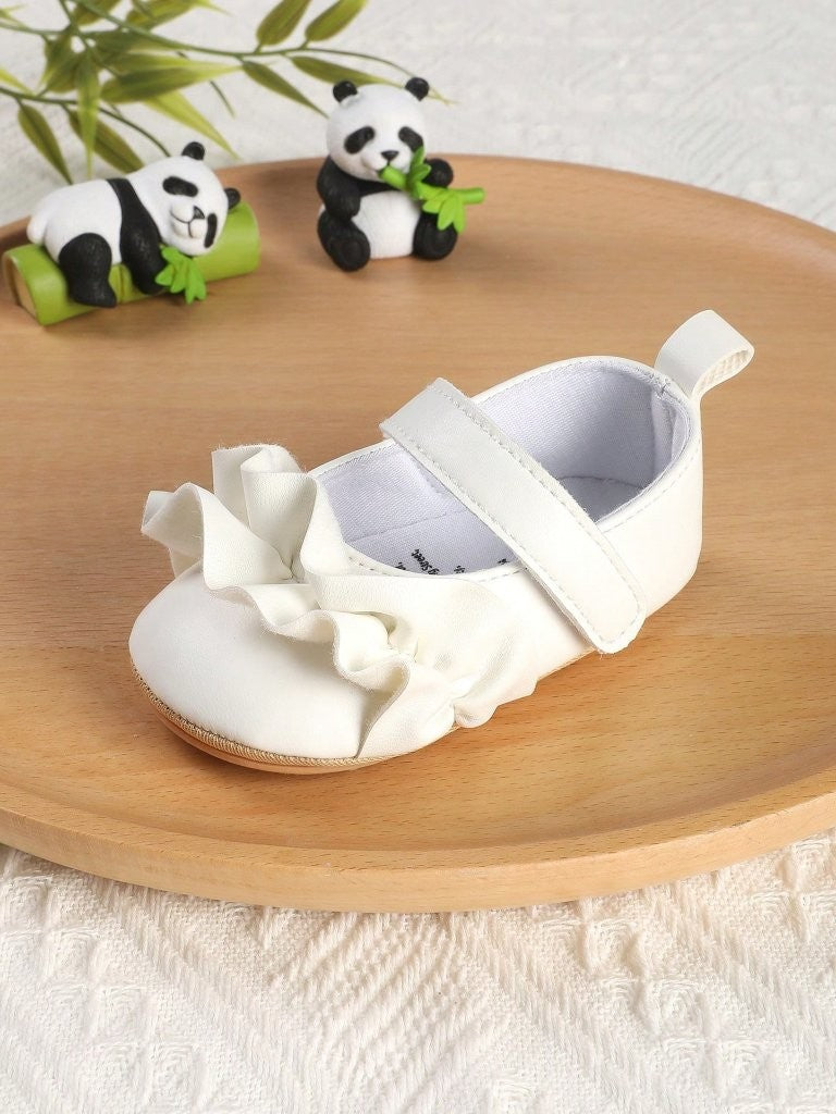 Baby White Cute Frilled Flat Shoes