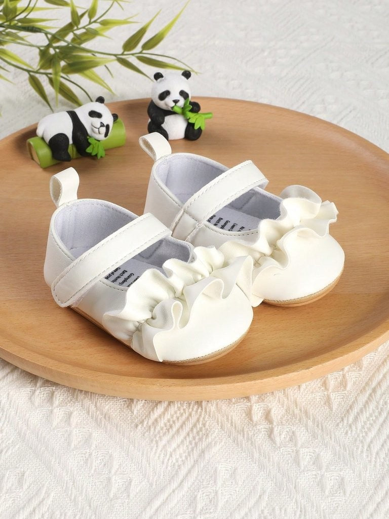 Baby White Cute Frilled Flat Shoes