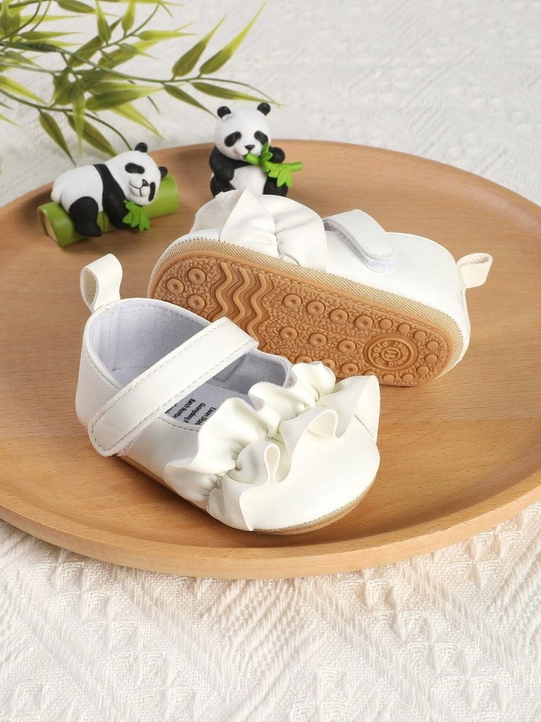 Baby White Cute Frilled Flat Shoes