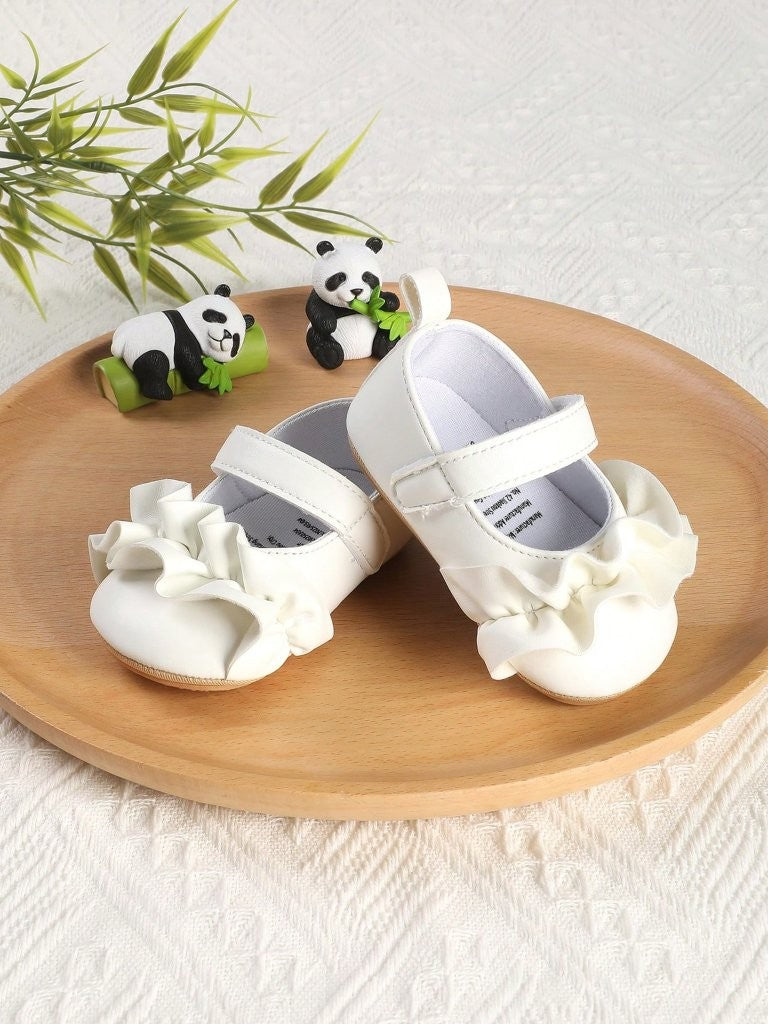 Baby White Cute Frilled Flat Shoes