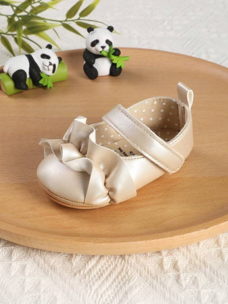 Baby Gold Cute Frilled Flat Shoes