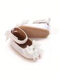 Baby White Pearl Princess Bow Shoes