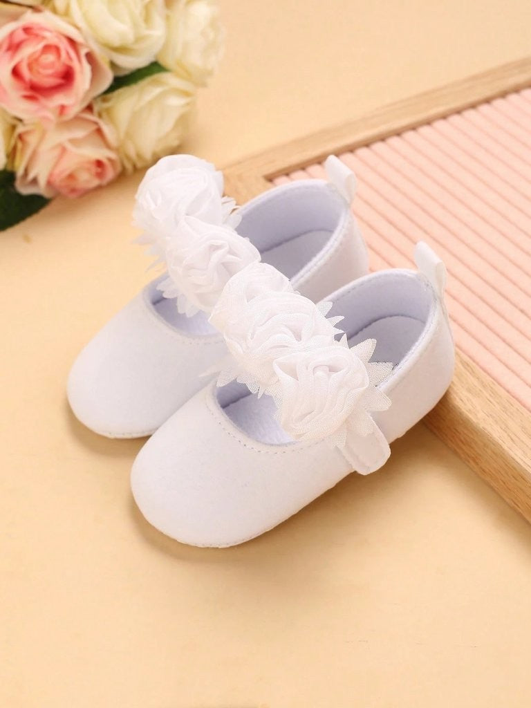 Baby Rose Mary Jane Flats White