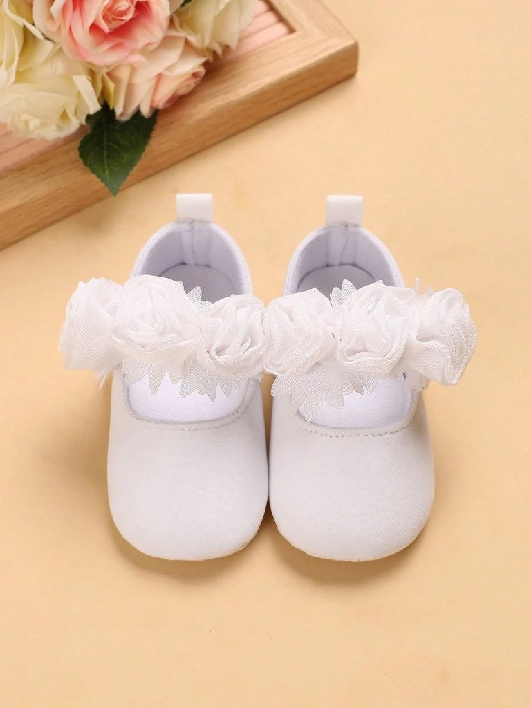 Baby Rose Mary Jane Flats White