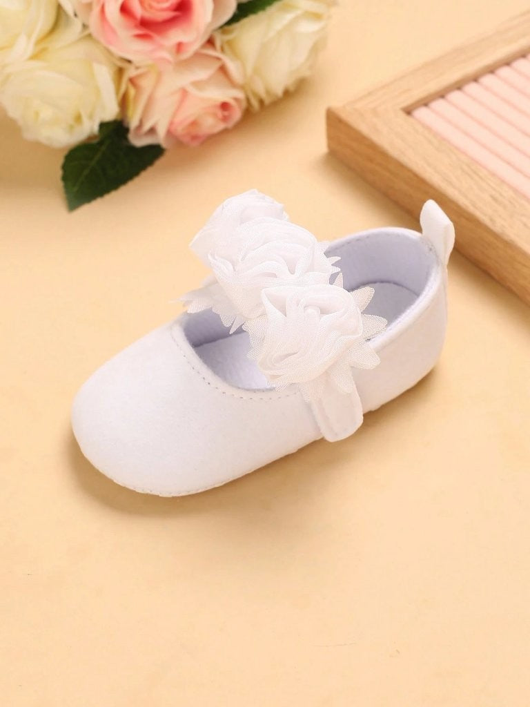 Baby Rose Mary Jane Flats White