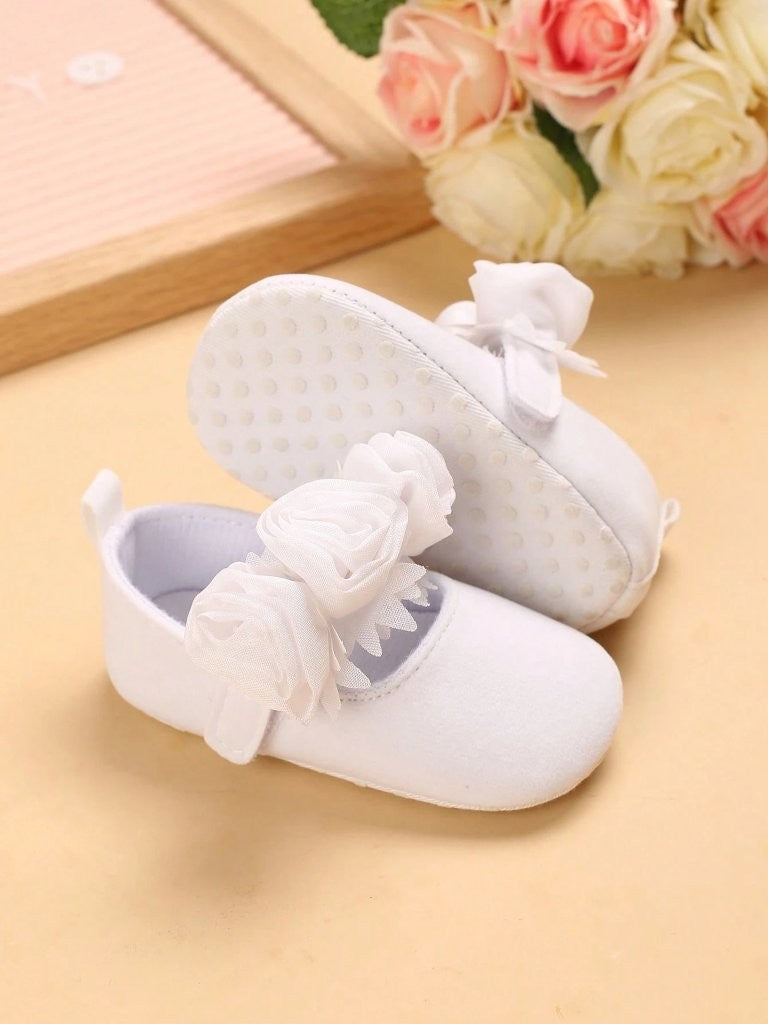 Baby Rose Mary Jane Flats White