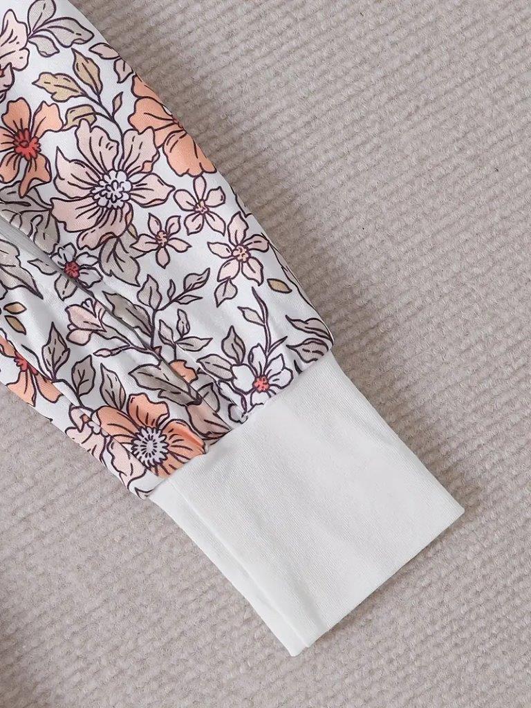 Baby Floral Print Jumpsuit With Headband