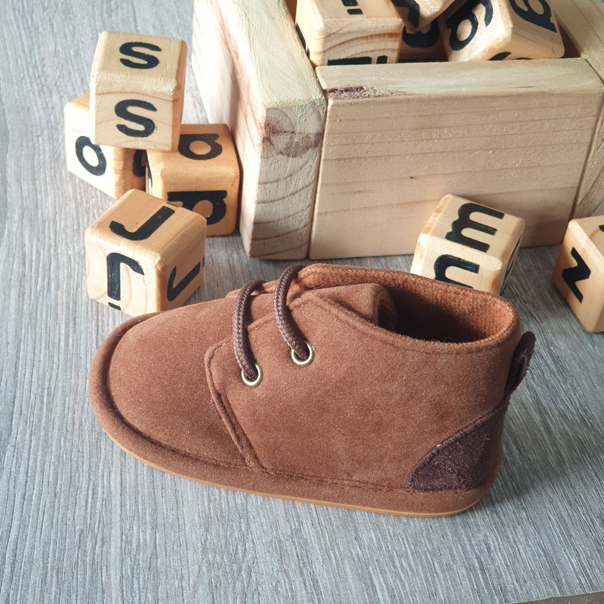 Baby Suede Lace Up Ankle Boot