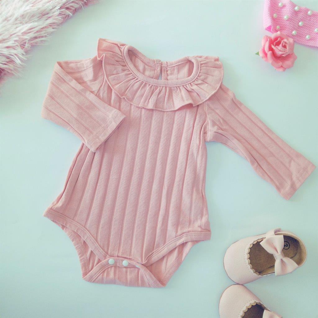 Baby Ribbed Knit Ruffle Bodysuit