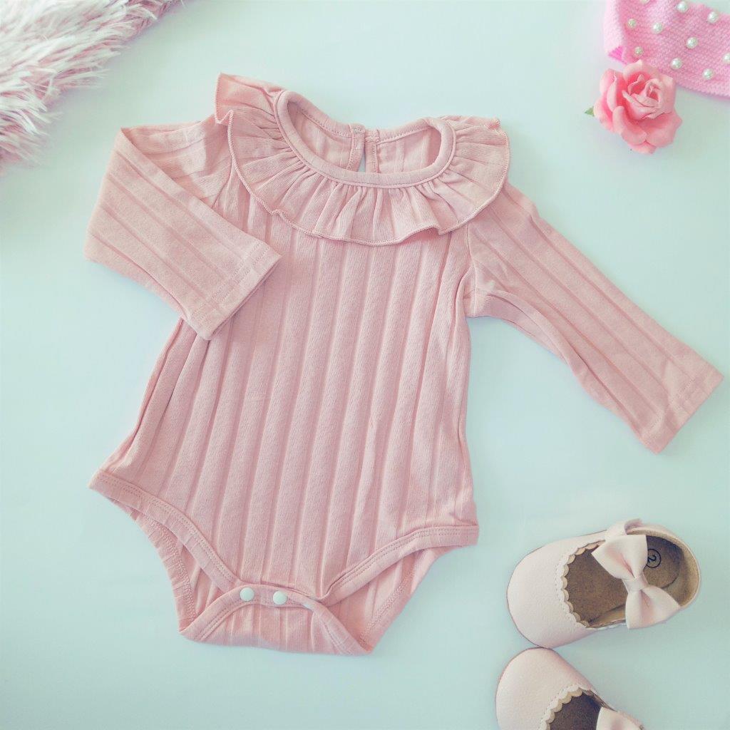 Baby Ribbed Knit Ruffle Bodysuit