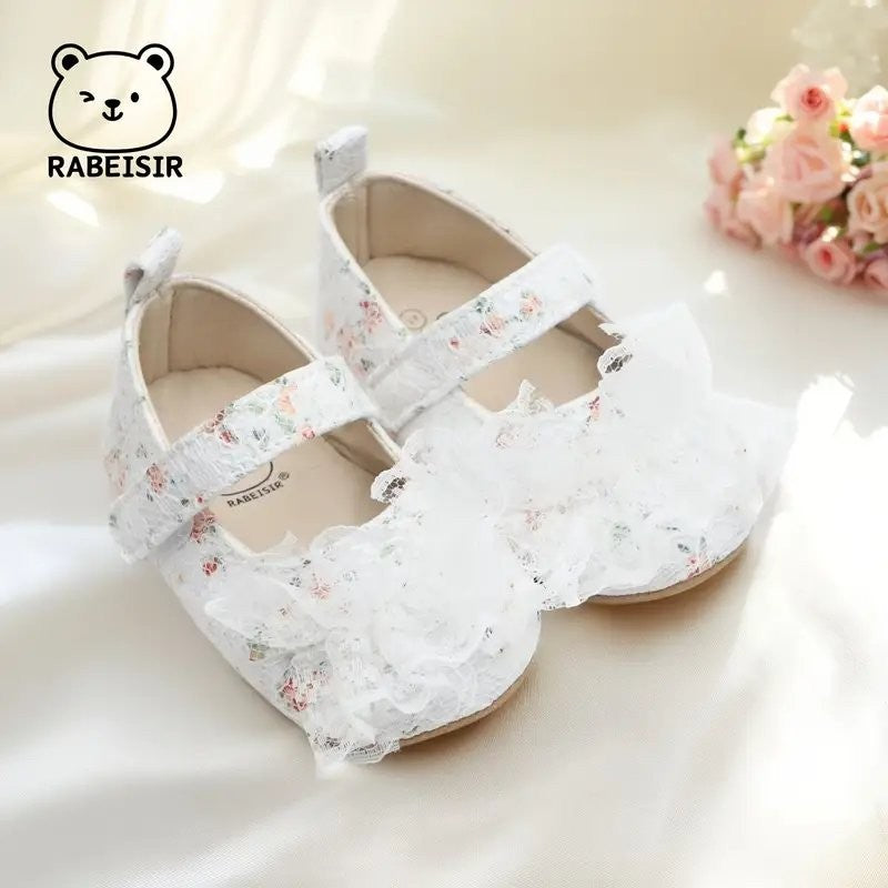 Baby Floral Frilled Lace Shoes