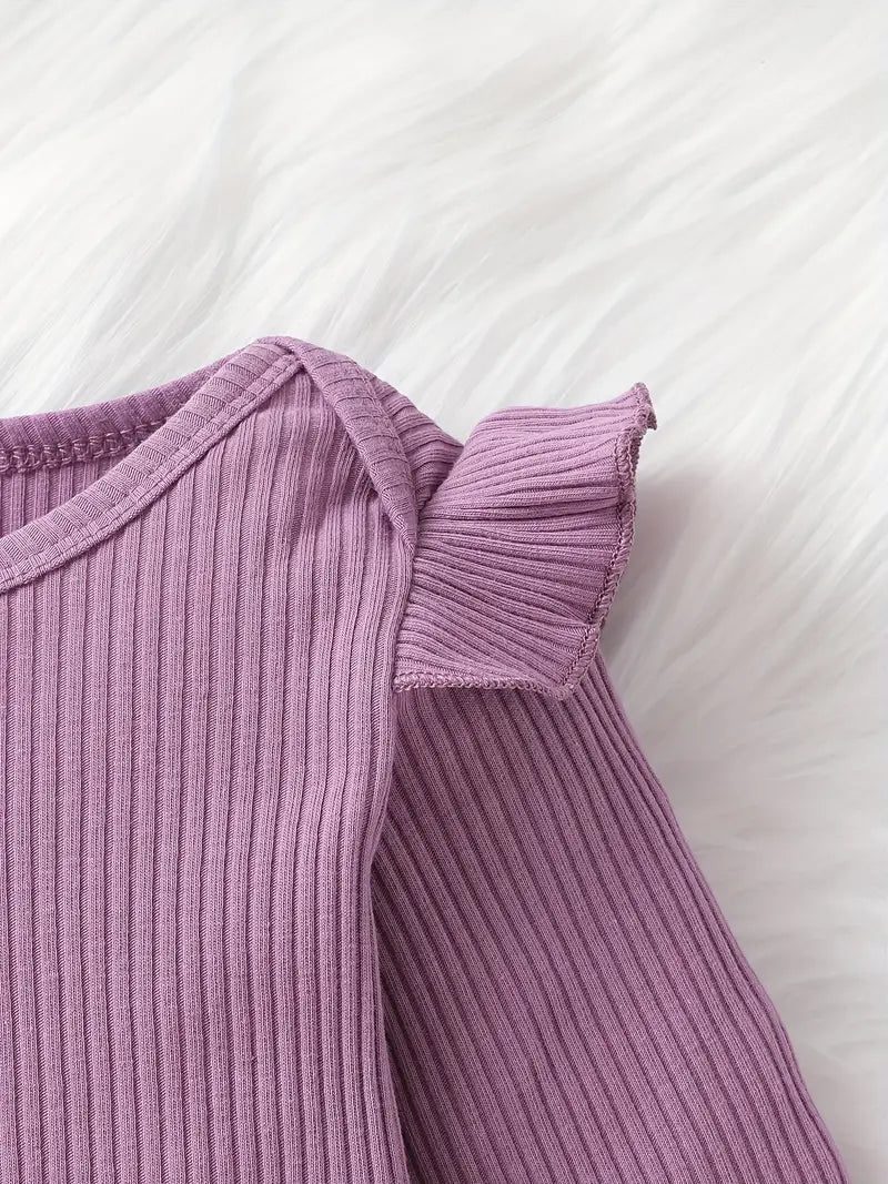 Baby Purple Ruffle Bodysuit And Pants Set