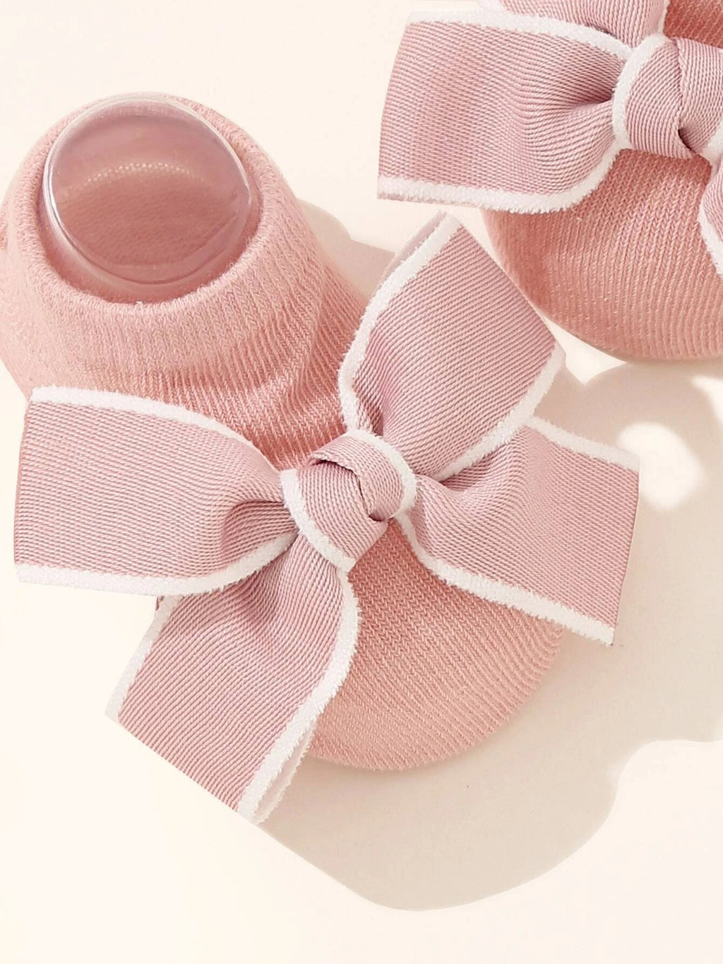 Adorable Baby Pink Bow Socks With White Stripe