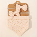Baby Reversable Bandana Peach Bib With 2 Piece Headband Set