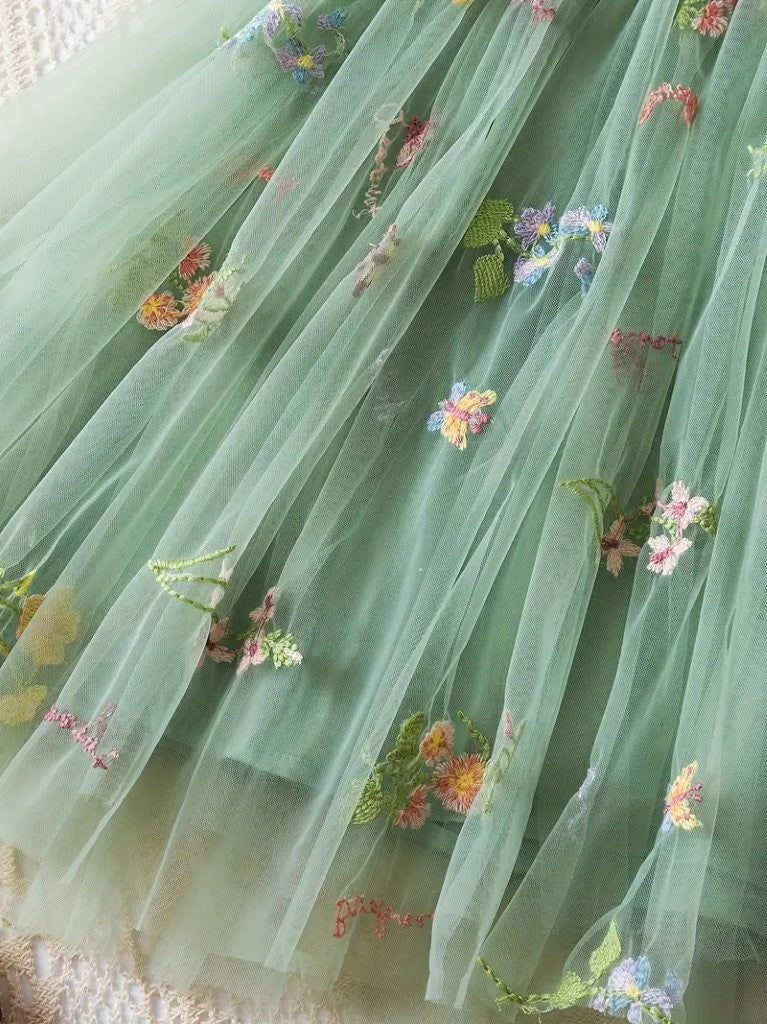 Baby Butterfly Mesh Tulle Dress Green