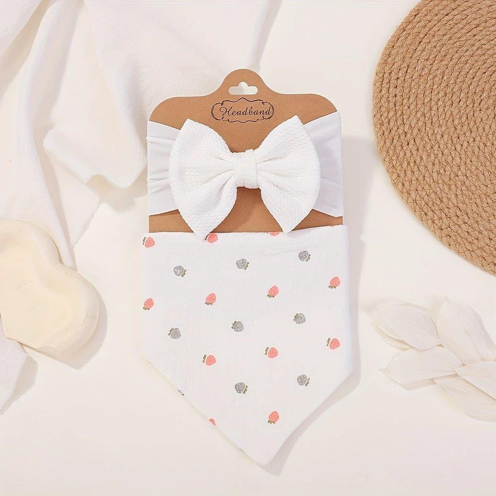 Baby White Bandana Bib With Headband