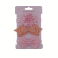 Baby 3 Piece Bow And Flower Headband Set Pink