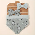 Baby Reversable Bandana Floral Bib With 2 Piece Headband Set