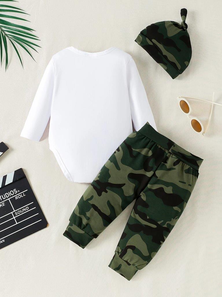 Baby 3 Piece Camouflage Bow Tie Outfit