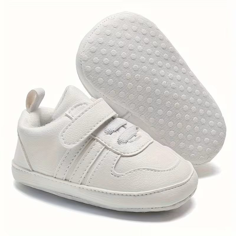 Baby White Unisex Strap Sneakers