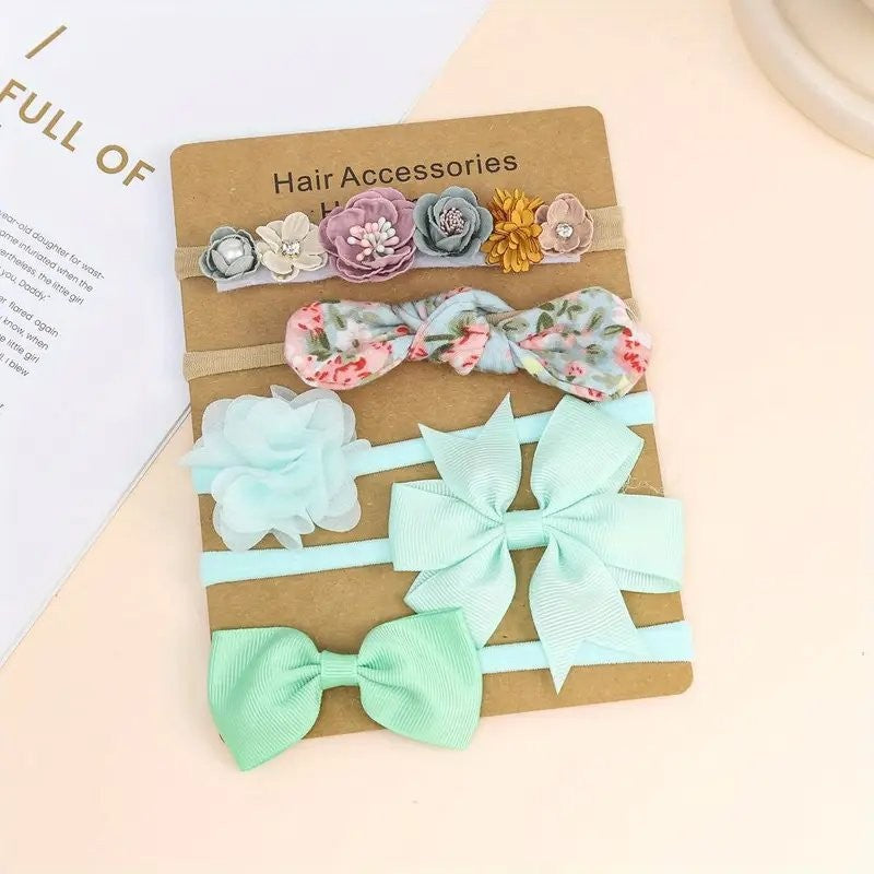 Baby 5 Piece Headband Set Mint Green