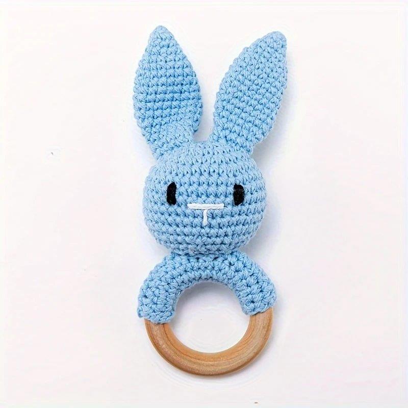Baby Crochet Rabbit Rattle Blue