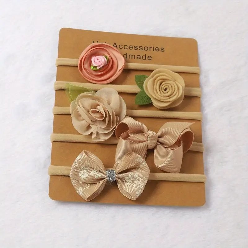 Baby 5 Piece Headband Set Gold