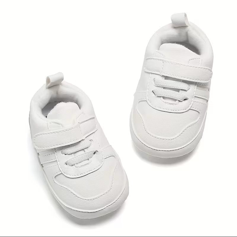 Baby White Unisex Strap Sneakers