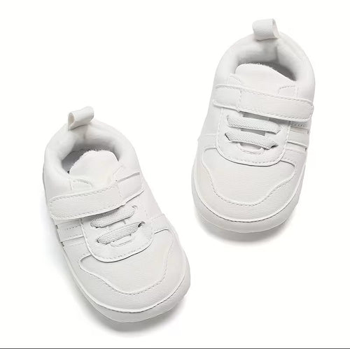 Baby White Unisex Strap Sneakers
