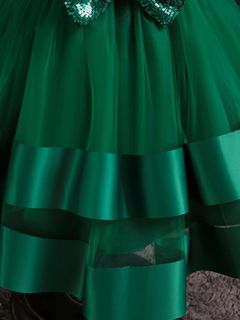 Baby Green Sequin Bow Princess Dress With Headband