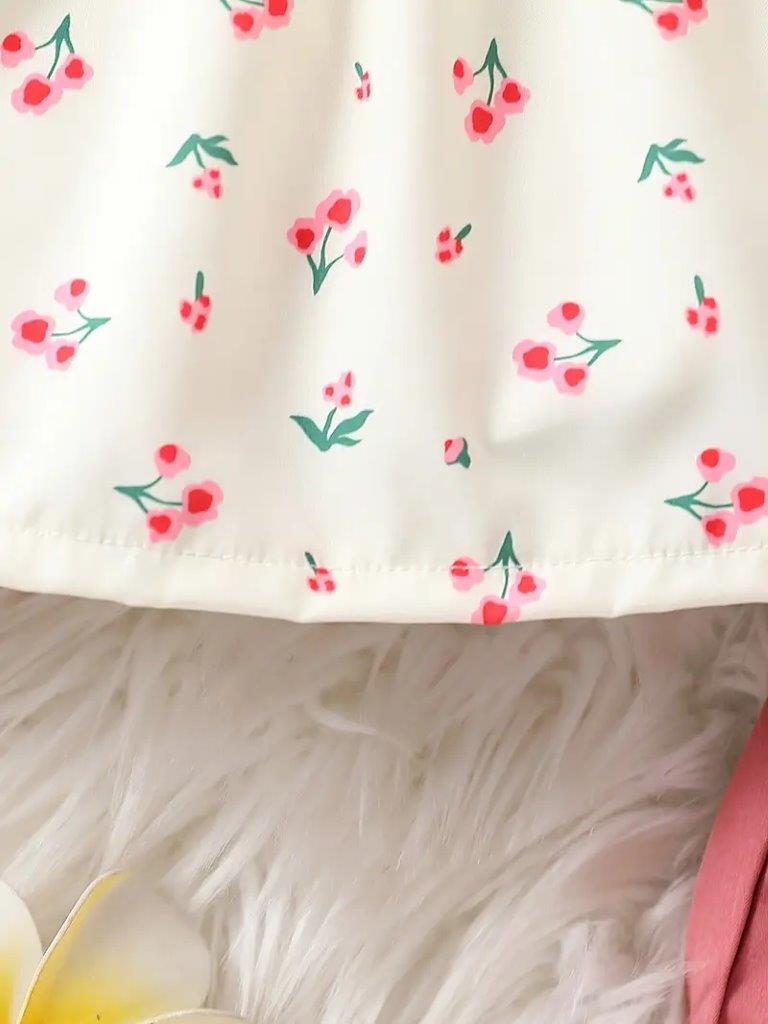 Baby Floral Doll Collar Top With Pants Set