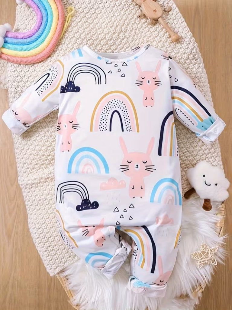 Baby Pink Cartoon Character Jumpsuit