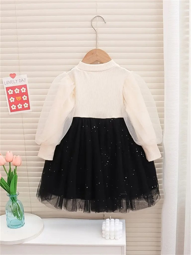Baby Double Bow Sparkling Mesh Dress