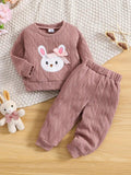 Baby Cute Bunny Cartoon Pullover And Pants Set