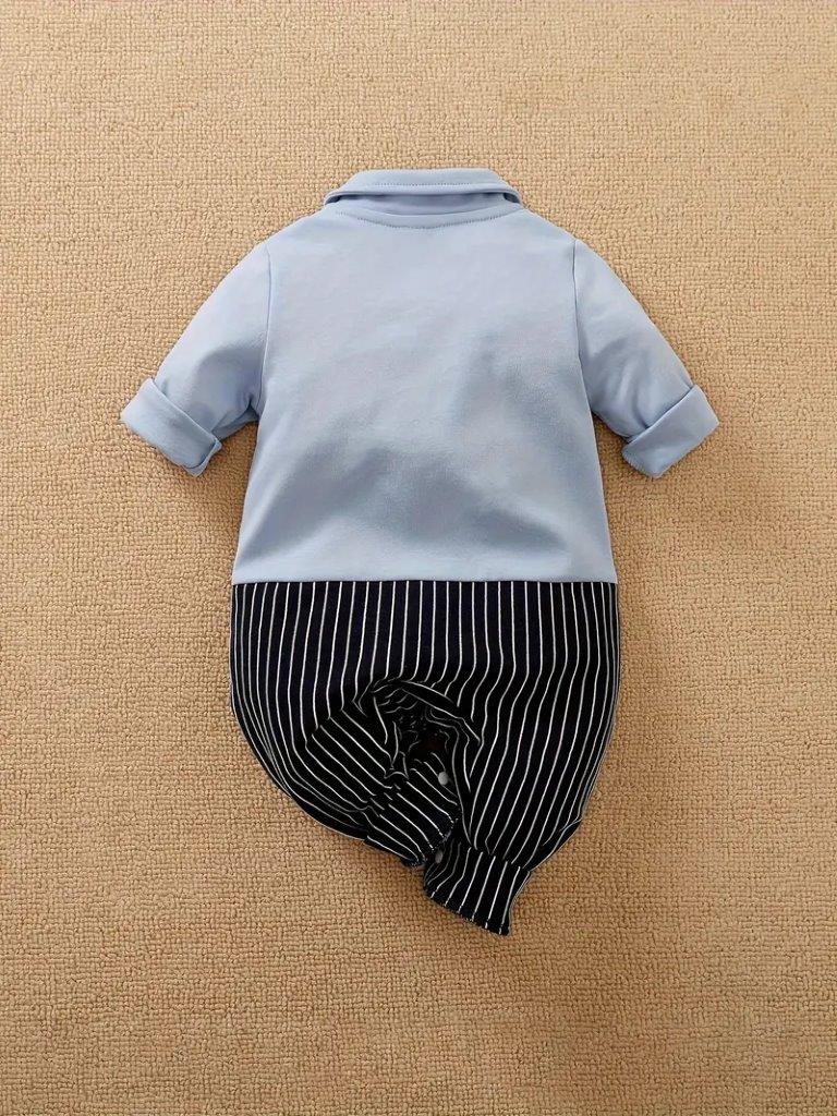 Baby Stripe Long Sleeve Bow Tie Jumpsuit