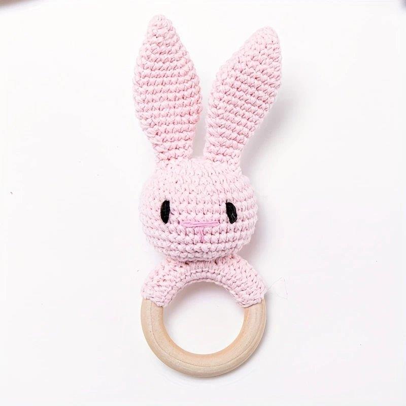 Baby Crochet Rabbit Rattle Pink