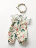 Baby Forest Print Romper With Headband Set