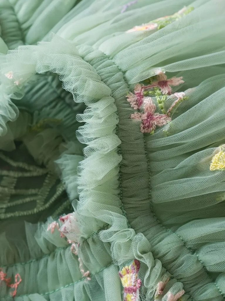 Baby Butterfly Mesh Tulle Dress Green