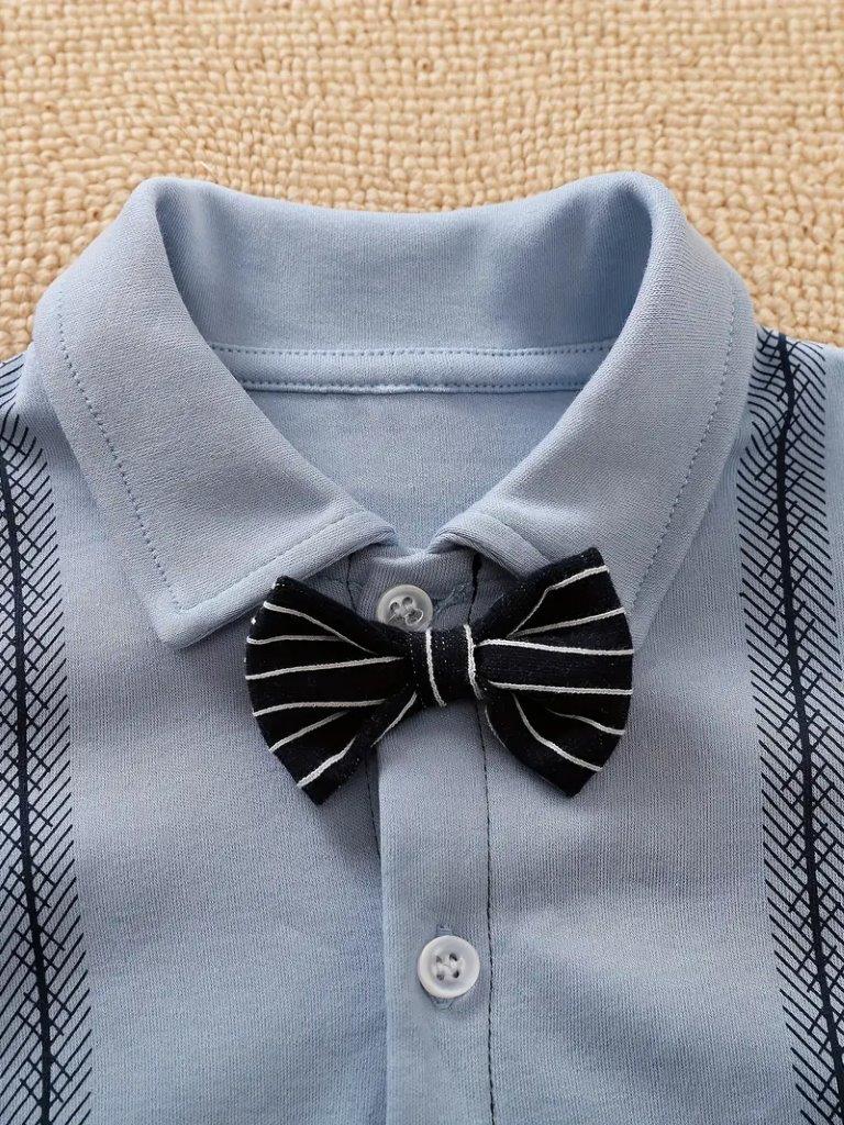 Baby Stripe Long Sleeve Bow Tie Jumpsuit